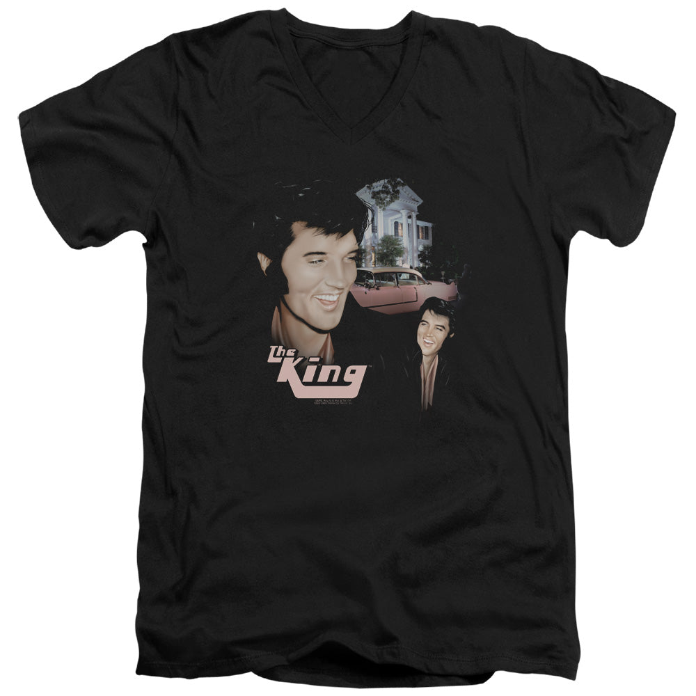 Elvis Presley Home Sweet Home Mens Slim Fit V-Neck T Shirt Black Officially Licensed