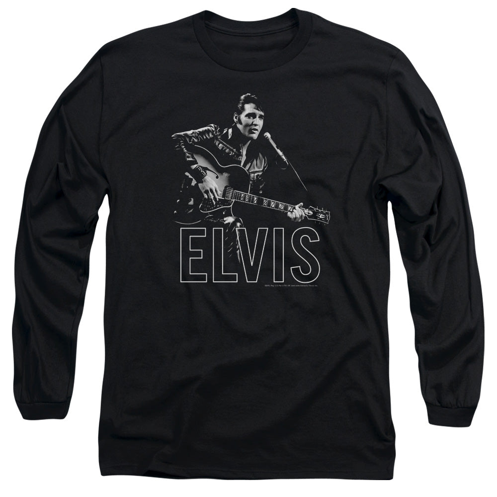 Elvis Presley Guitar In Hand Mens Long Sleeve Shirt Black Officially Licensed Officially Licensed