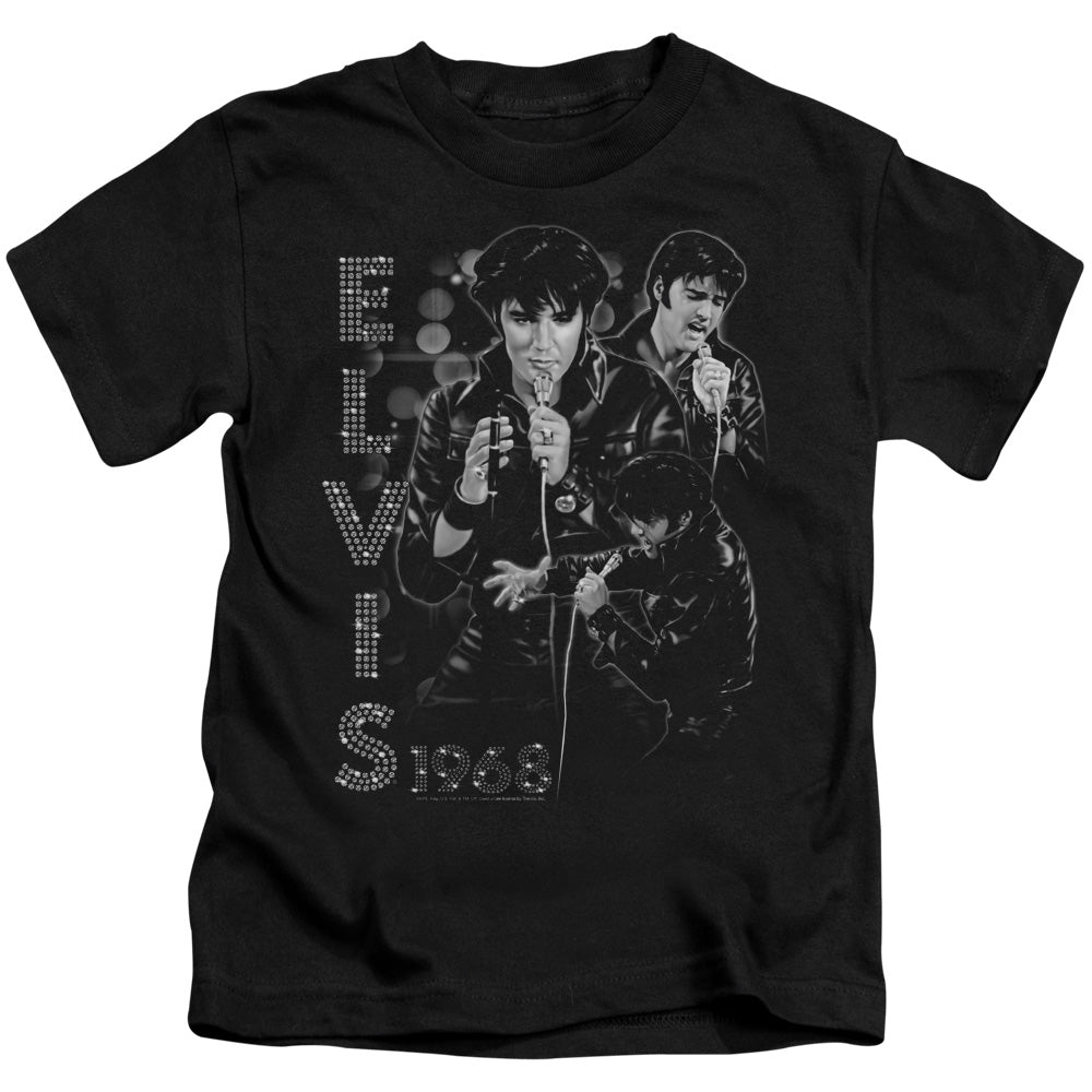 Elvis Presley Leathered Juvenile Kids Youth T Shirt Black Officially Licensed