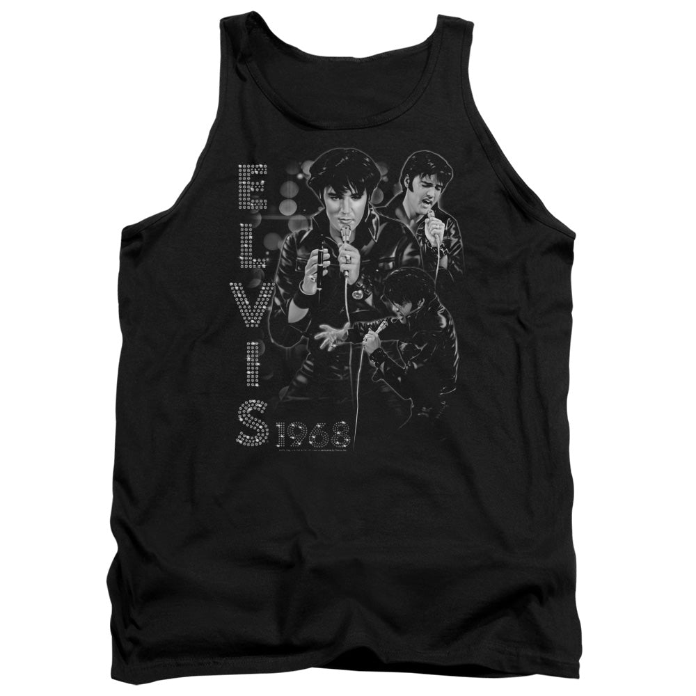 Elvis Presley Leathered Mens Tank Top Shirt Black Officially Licensed
