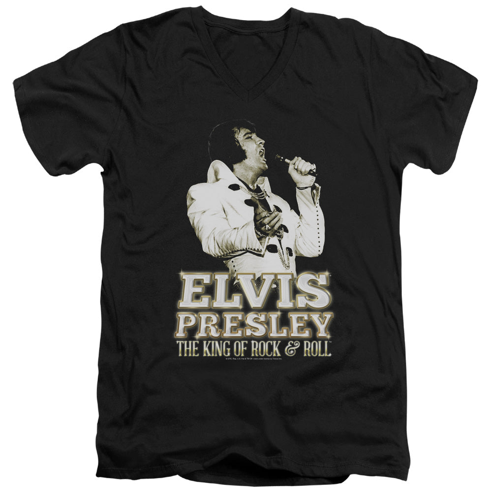 Elvis Presley Golden Mens Slim Fit V-Neck T Shirt Black Officially Licensed