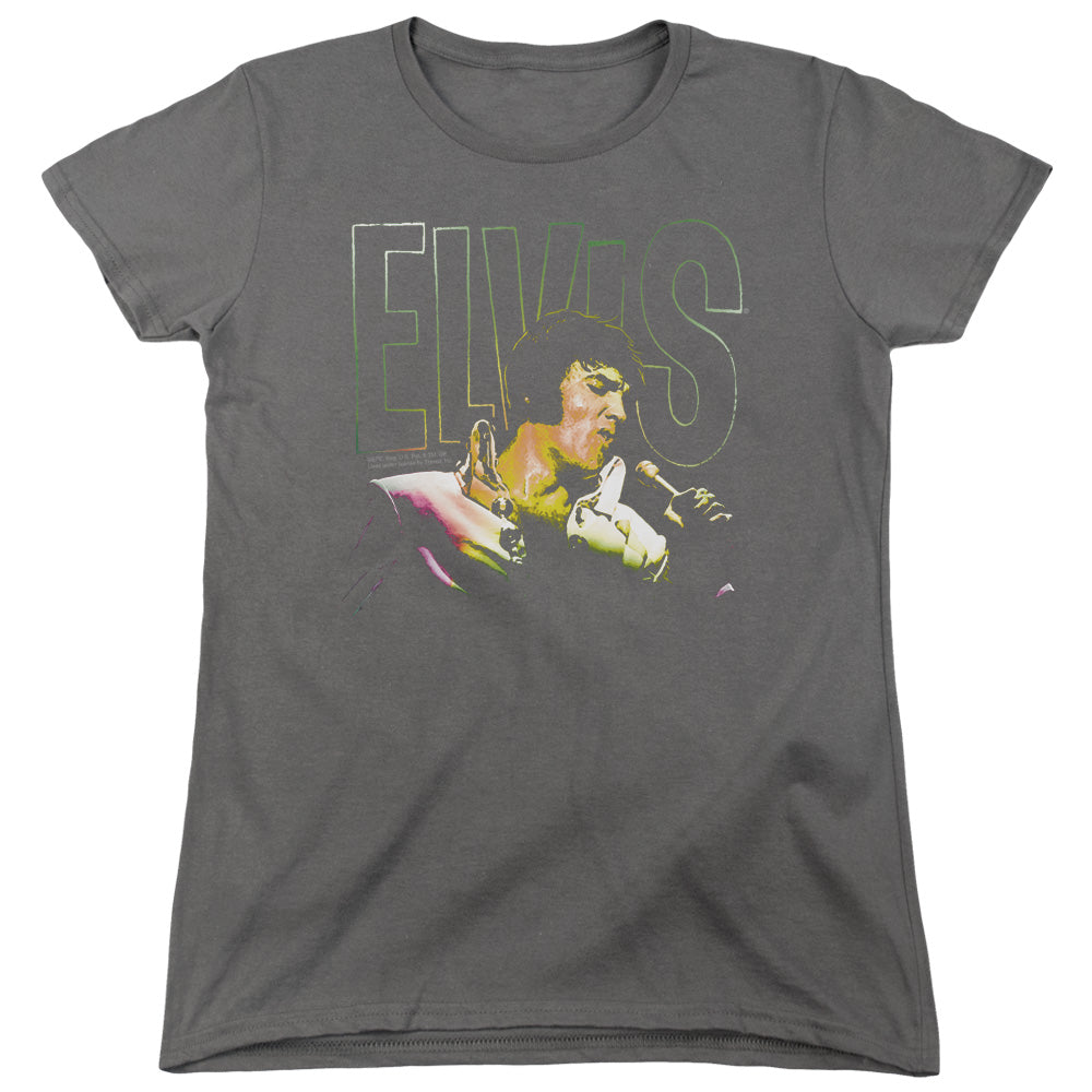 Elvis Presley Multicolored Womens T Shirt Charcoal Officially Licensed