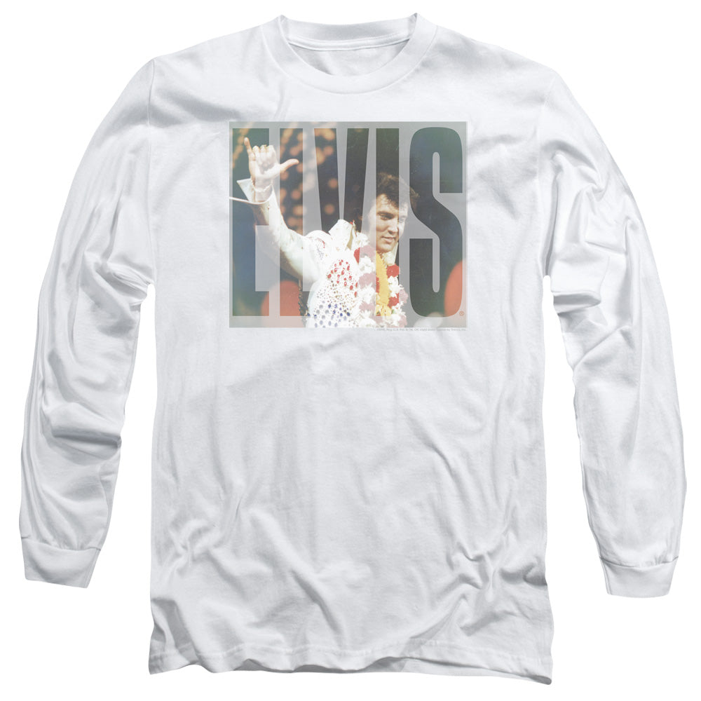 Elvis Presley Aloha Knockout Mens Long Sleeve Shirt White Officially Licensed Officially Licensed