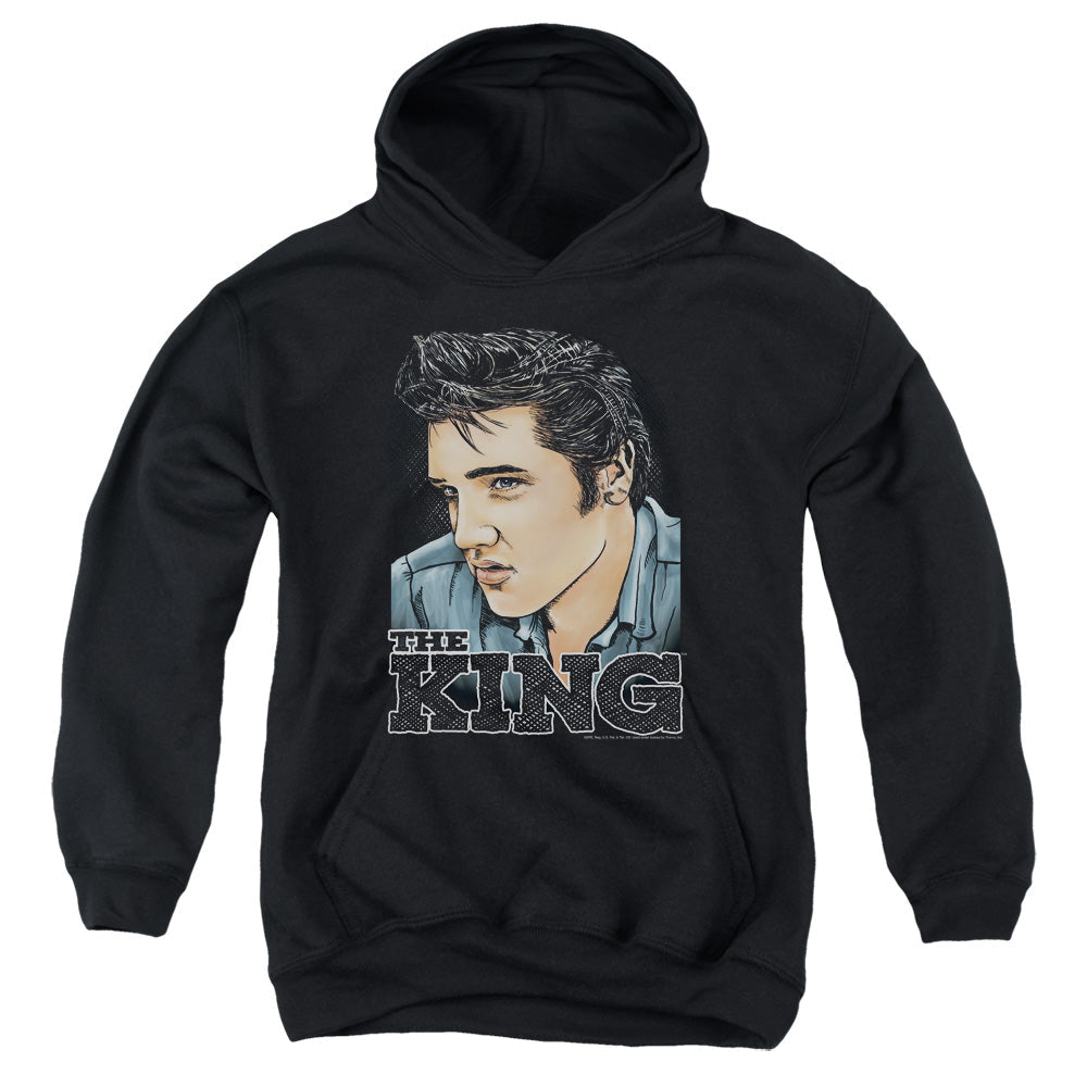 Elvis Presley Graphic King Kids Youth Hoodie Black Officially Licensed