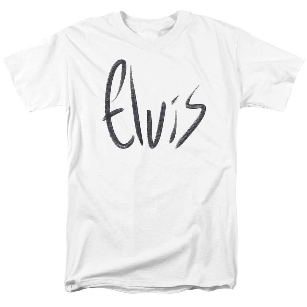 Elvis Presley Sketchy Name Mens T Shirt White Officially Licensed