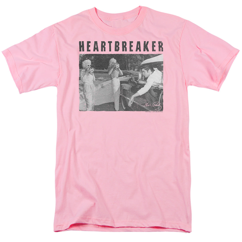Elvis Presley Heartbreaker Mens T Shirt Pink Officially Licensed