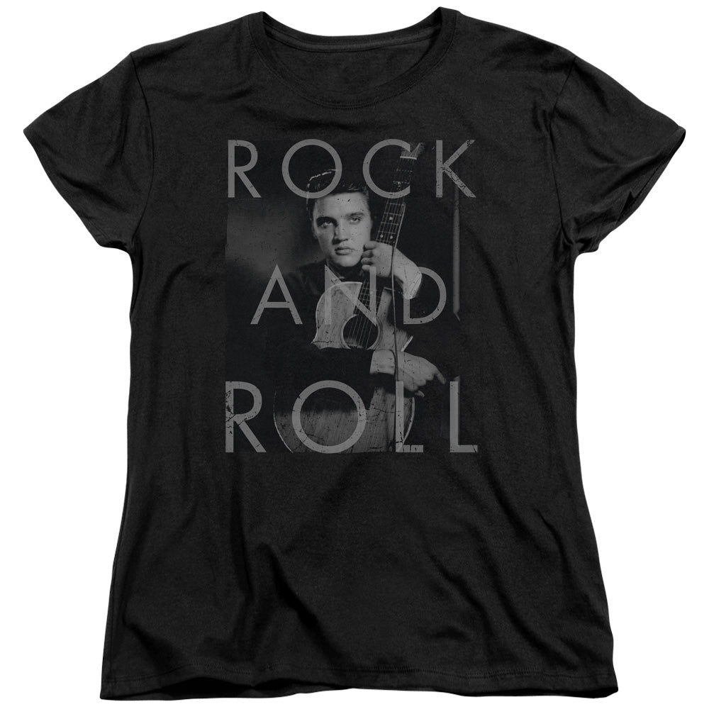 Elvis Presley Rock and Roll Womens T Shirt Black Officially Licensed