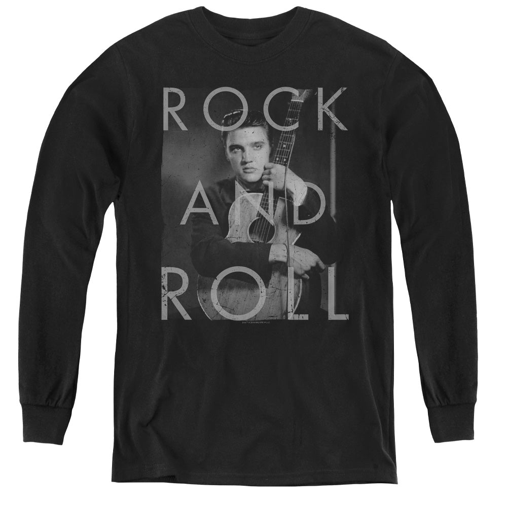 Elvis Presley Rock and Roll Long Sleeve Kids Youth T Shirt Black Officially Licensed