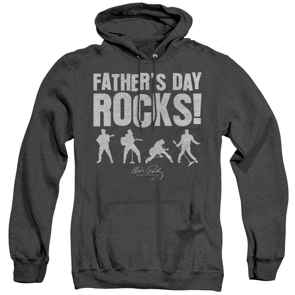 Elvis Presley Fathers Day Rocks Heather Mens Hoodie Black Officially Licensed