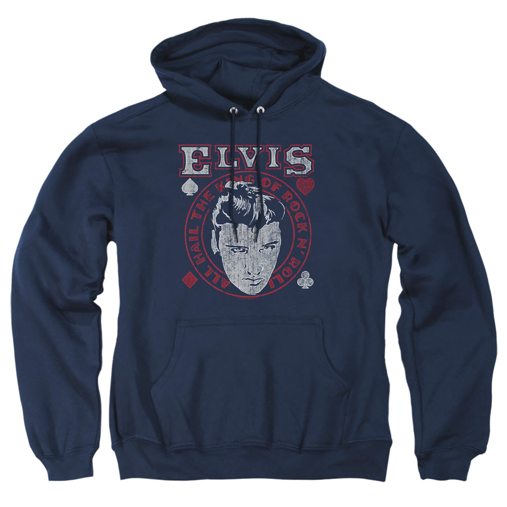 Elvis Presley Hail The King Mens Hoodie Navy Officially Licensed