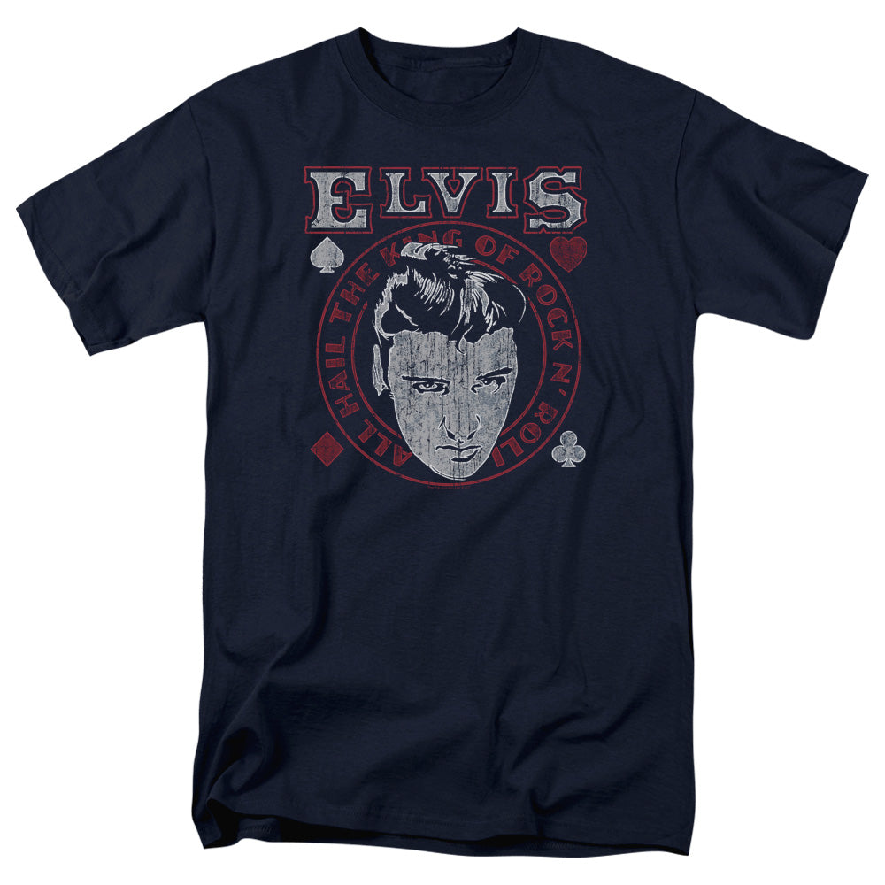 Elvis Presley Hail The King Mens T Shirt Navy Officially Licensed