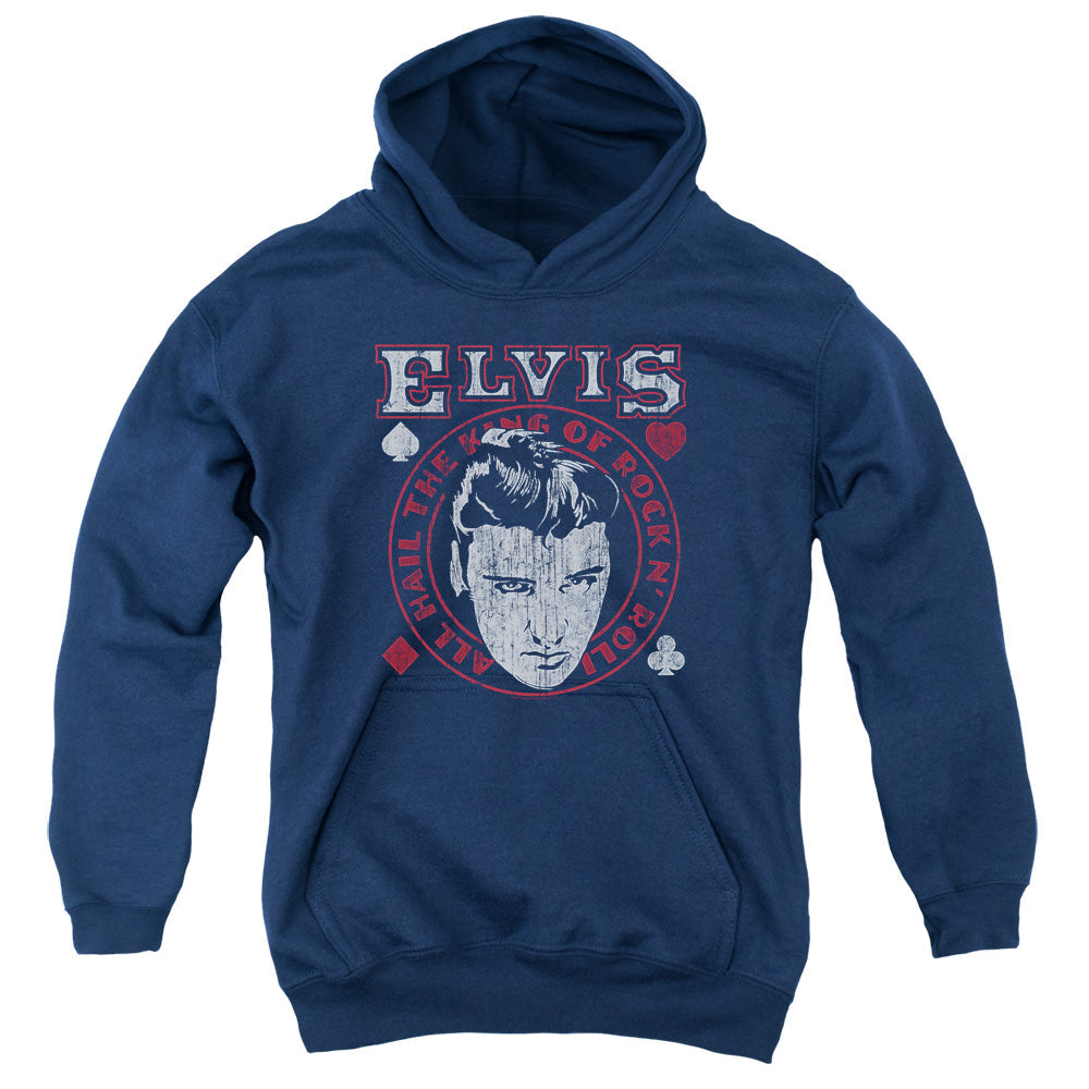 Elvis Presley Hail the King Kids Youth Hoodie Navy Blue Officially Licensed