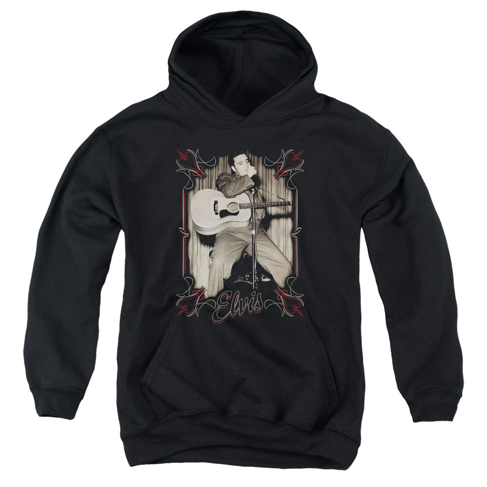 Elvis Presley Elvis Pinstripes Kids Youth Hoodie Black Officially Licensed