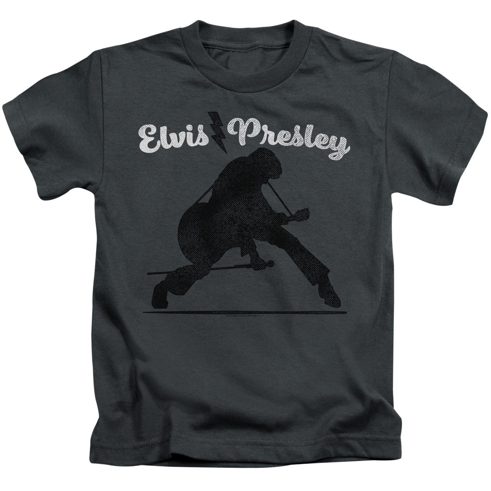 Elvis Presley Overprint Juvenile Kids Youth T Shirt Charcoal Officially Licensed