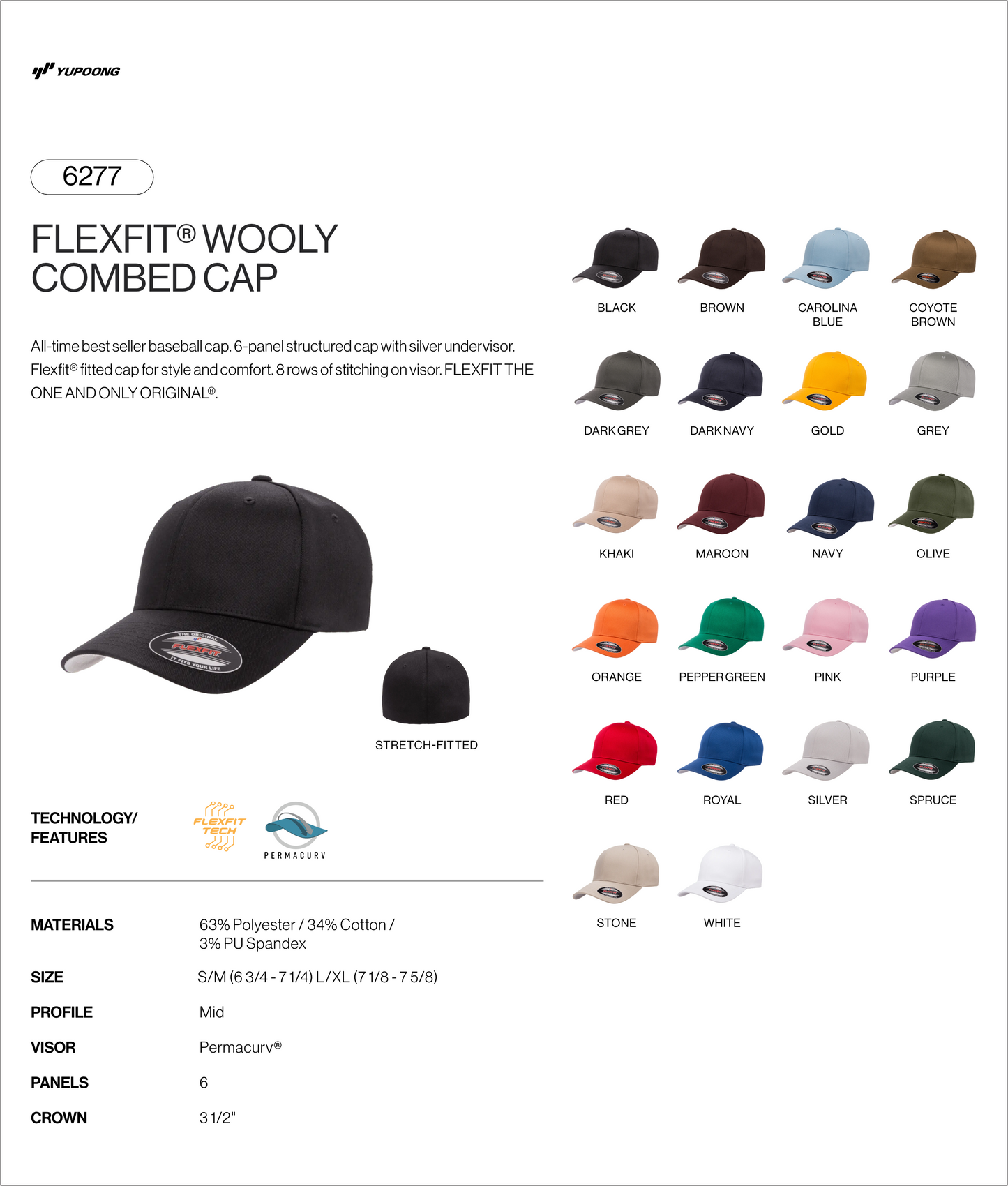 Classic Flexfit Hats - Flexfit 6277