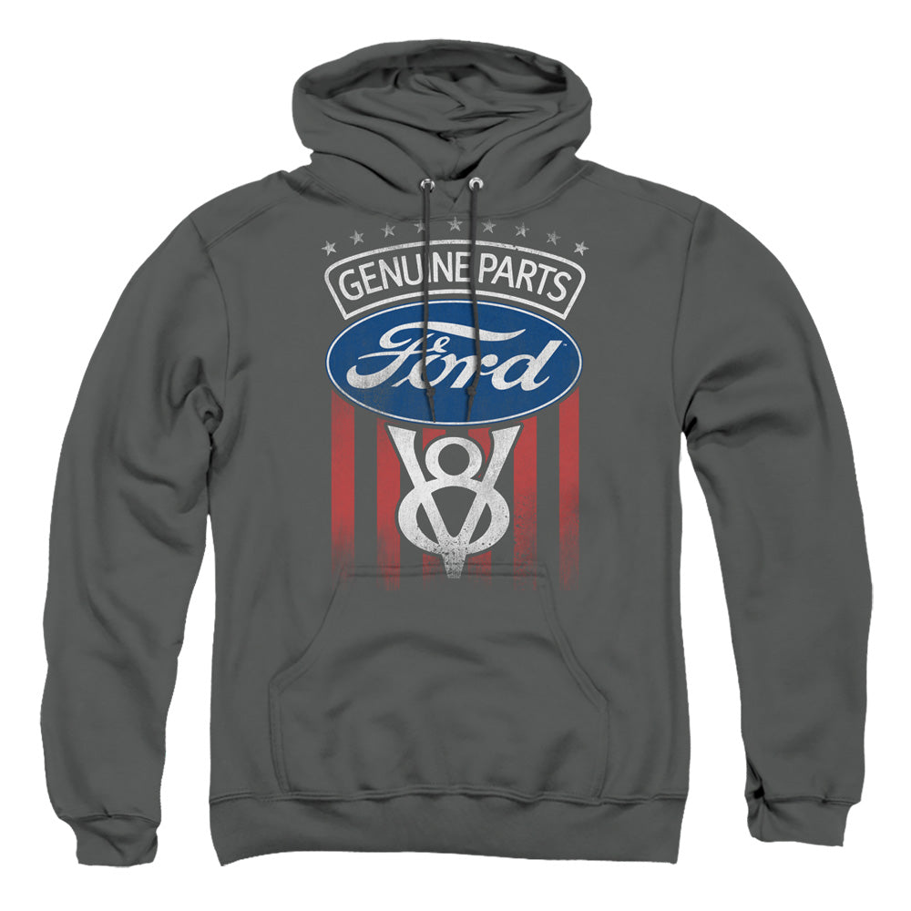 Ford Genuine Parts Flag Mens Hoodie Charcoal Officially Licensed
