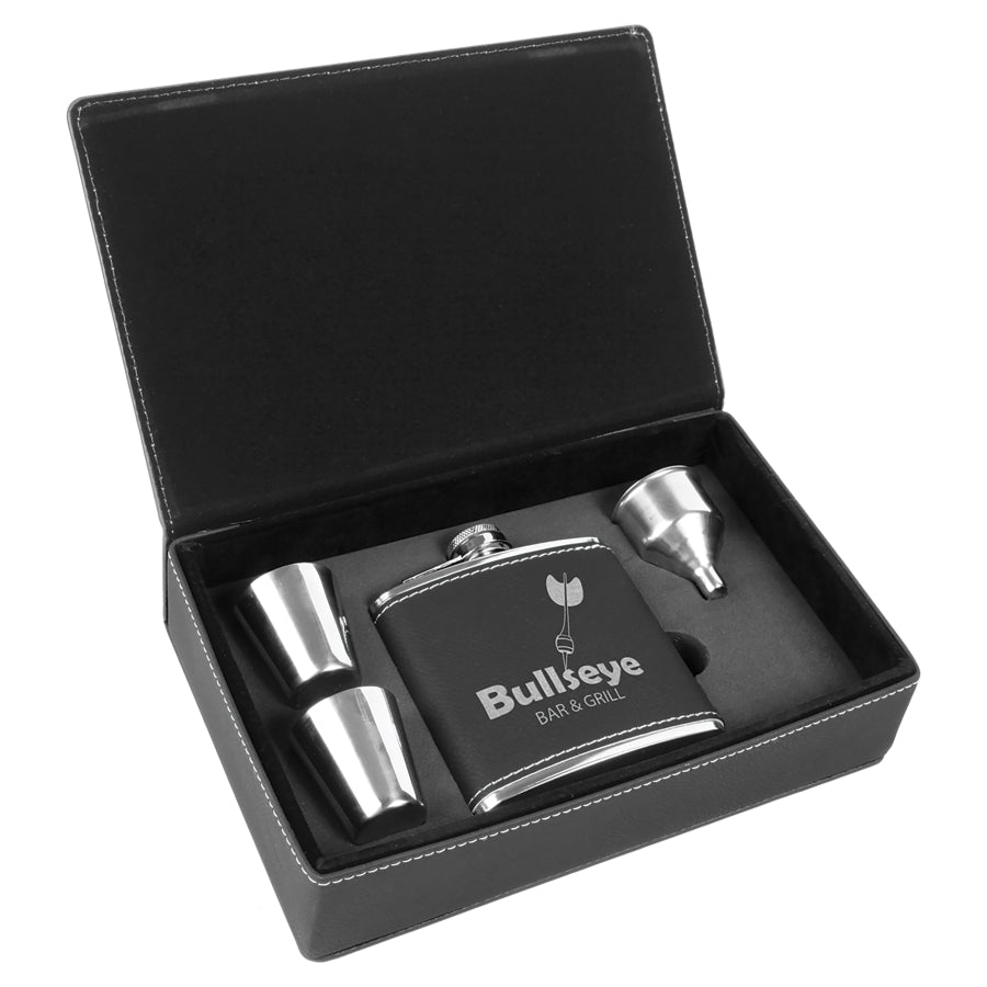 Laserable Leatherette Flask Gift Box Sets