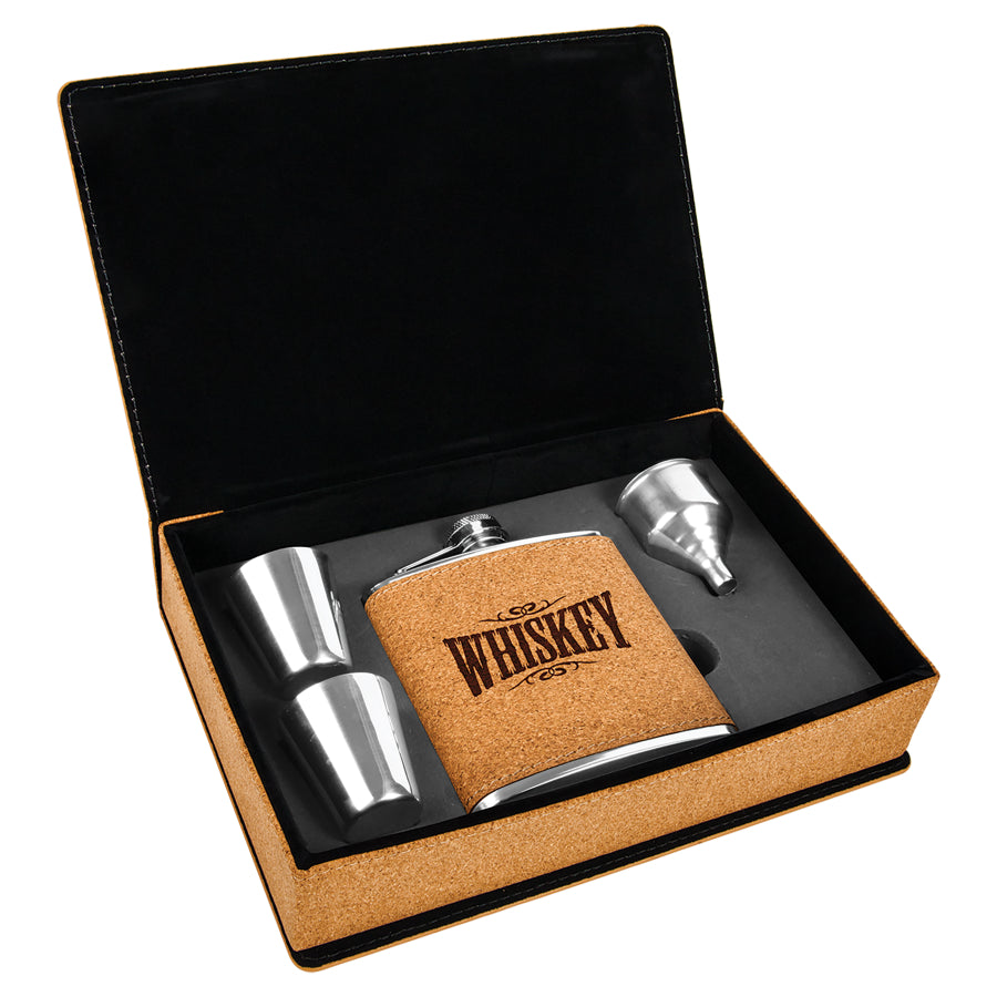 Laserable Leatherette Flask Gift Box Sets