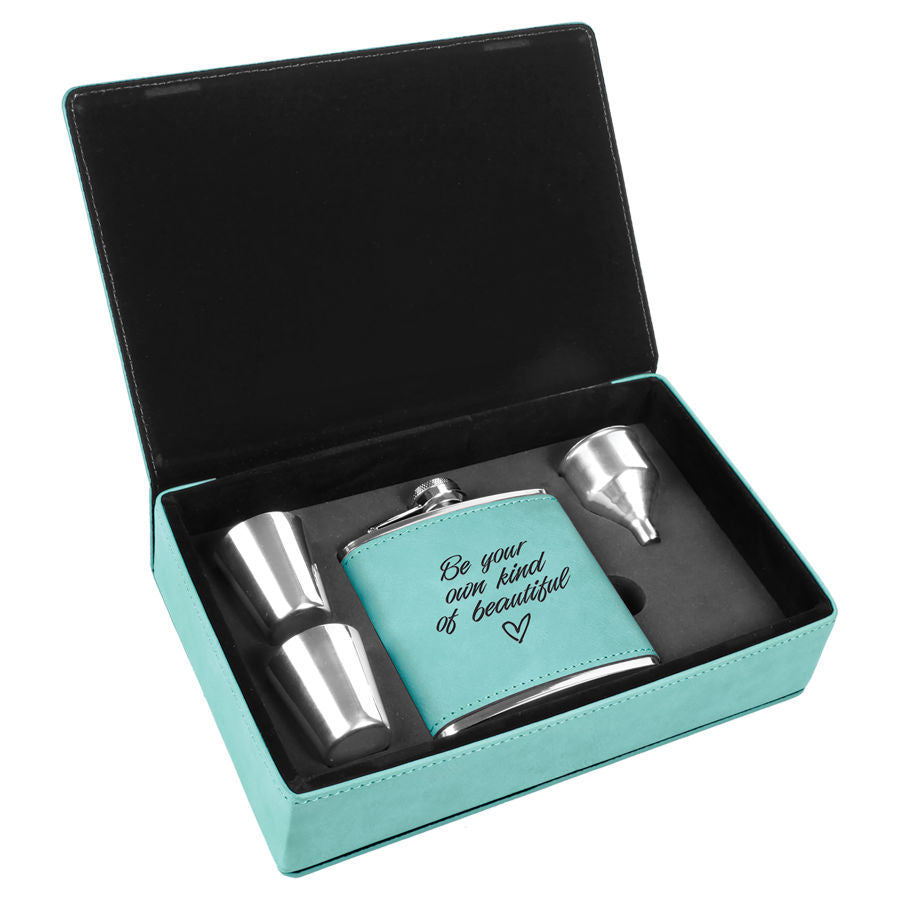 Laserable Leatherette Flask Gift Box Sets
