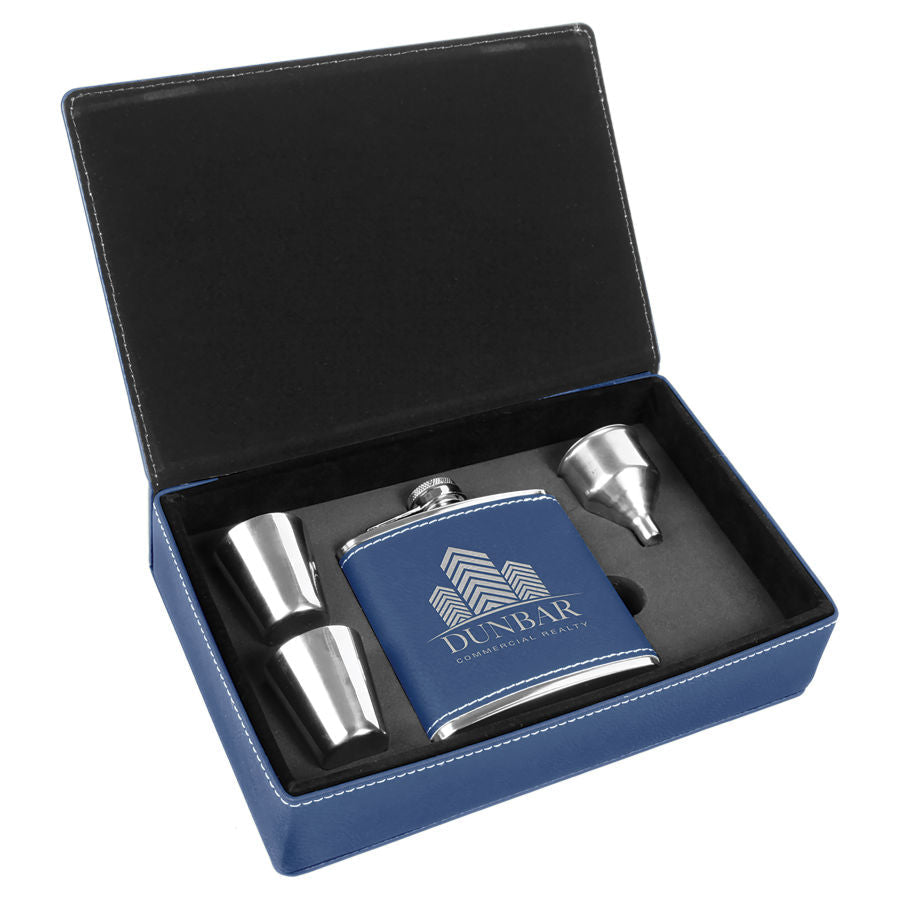 Laserable Leatherette Flask Gift Box Sets