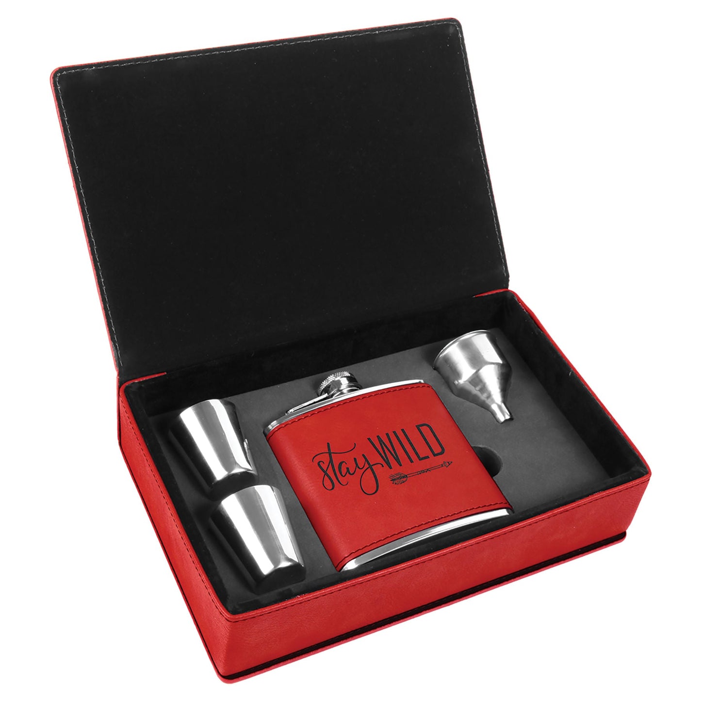 Laserable Leatherette Flask Gift Box Sets