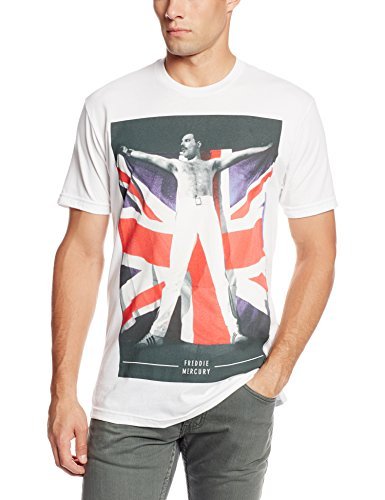 Freddie Mercury Men'S Freddie Mercury Freddie Flag T-Shirt, White, Small [T-Shirt] - Rock Band Apparel