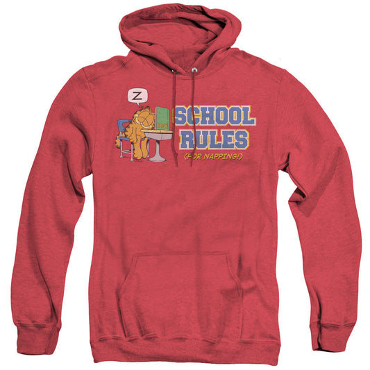 Garfield School Rules Heather Mens Hoodie Red