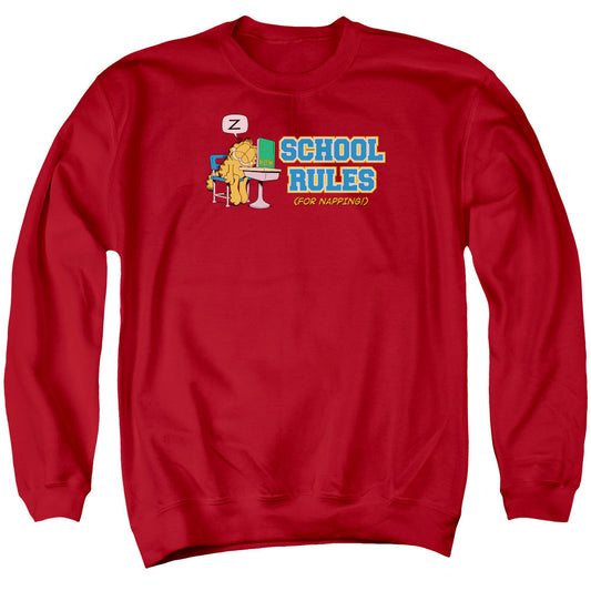 Garfield School Rules Mens Crewneck Sweatshirt Red