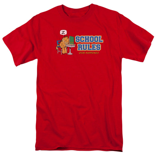 Garfield School Rules Mens T Shirt Red Officially Licensed