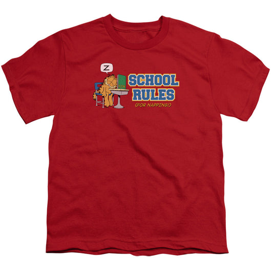 Garfield School Rules Kids Youth T Shirt Red