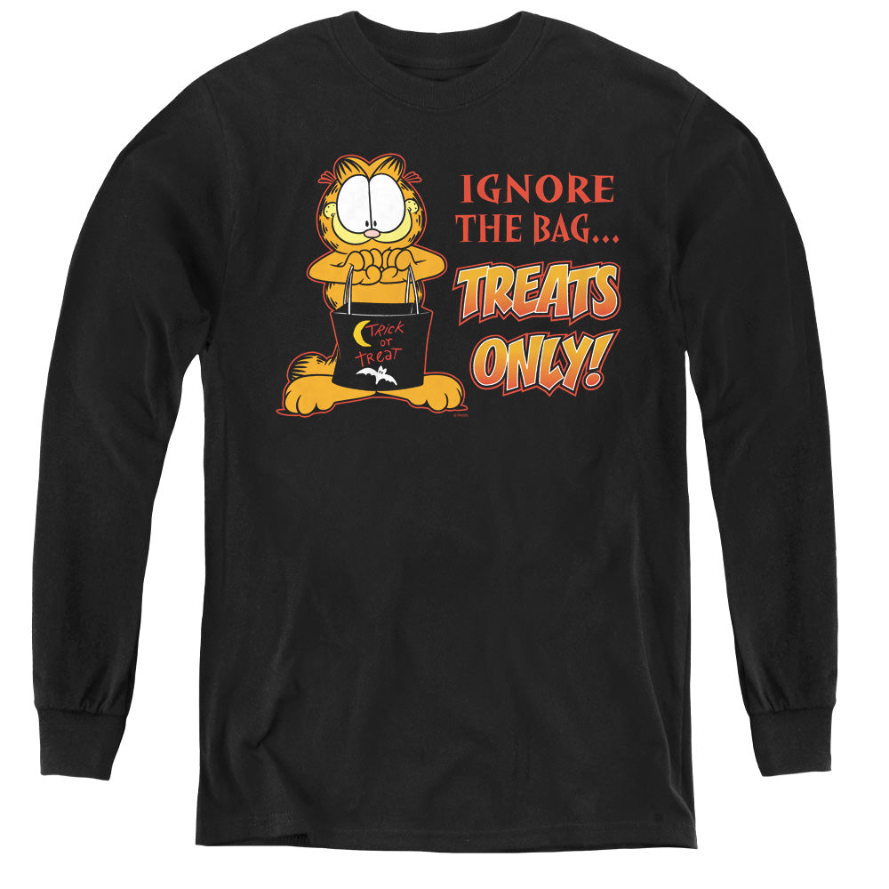 Garfield Treats Only Long Sleeve Kids Youth T Shirt Black