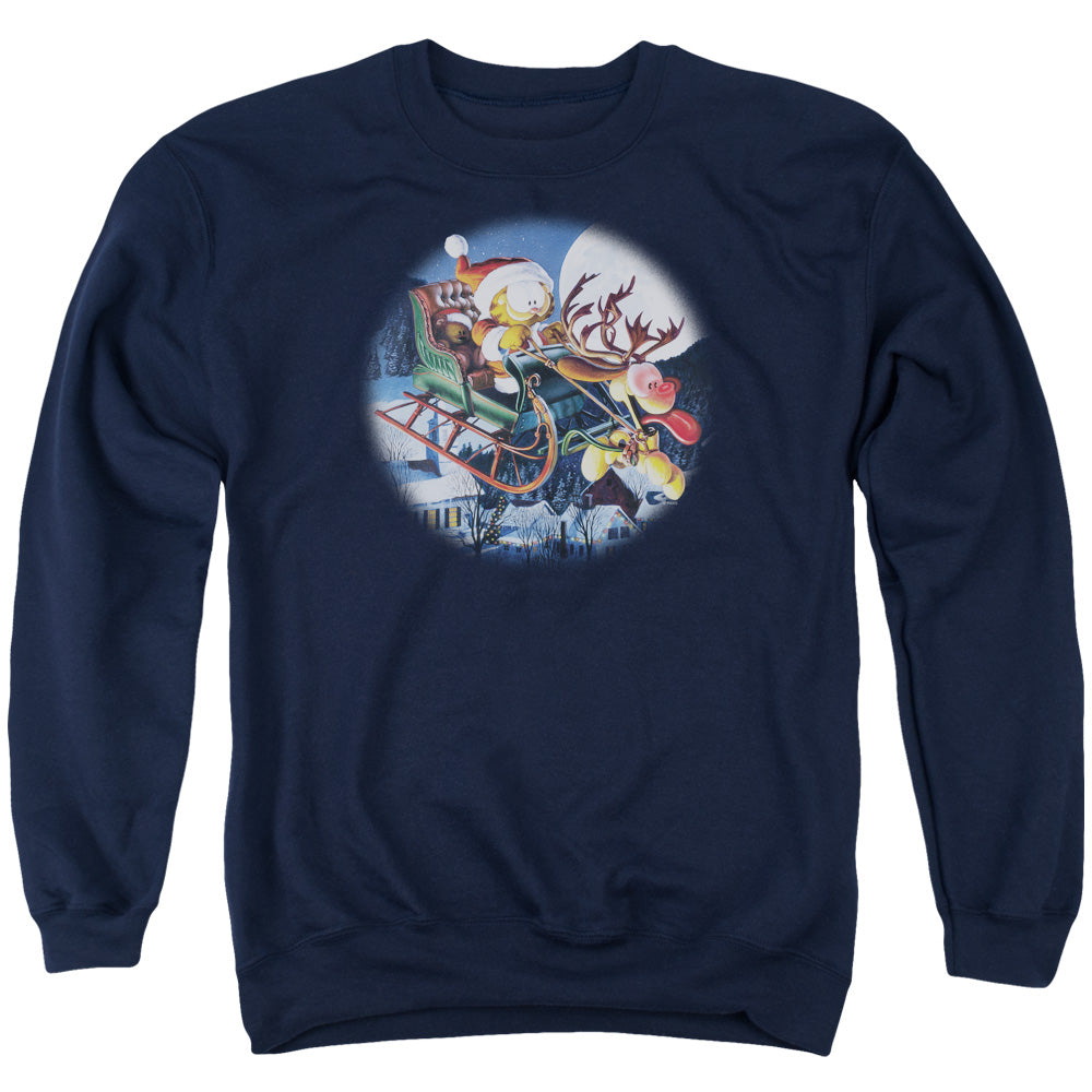 Garfield Moonlight Ride Mens Crewneck Sweatshirt Navy