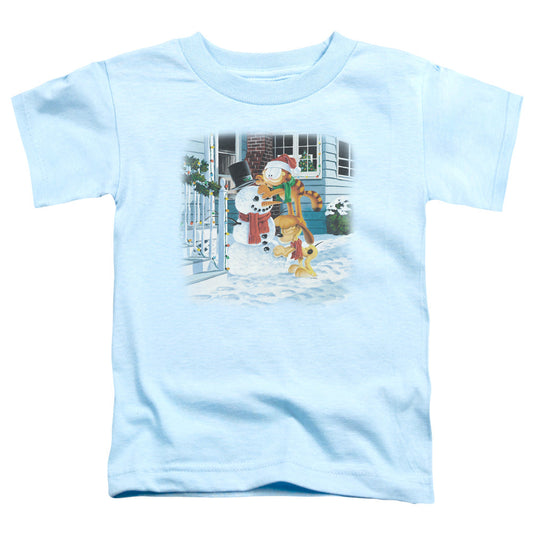 Garfield Snow Fun Toddler Kids Youth T Shirt Light Blue