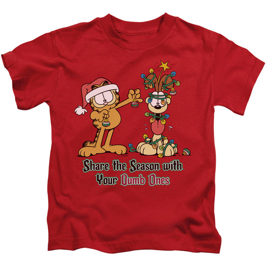 Garfield Share the Season Juvenile Kids Youth T Shirt Red