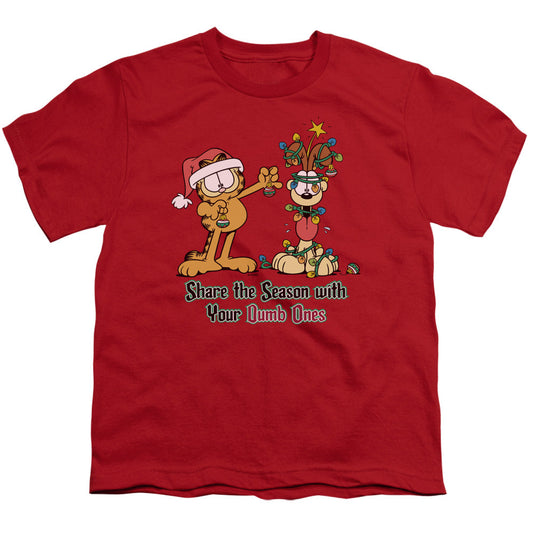 Garfield Share the Season Kids Youth T Shirt Red