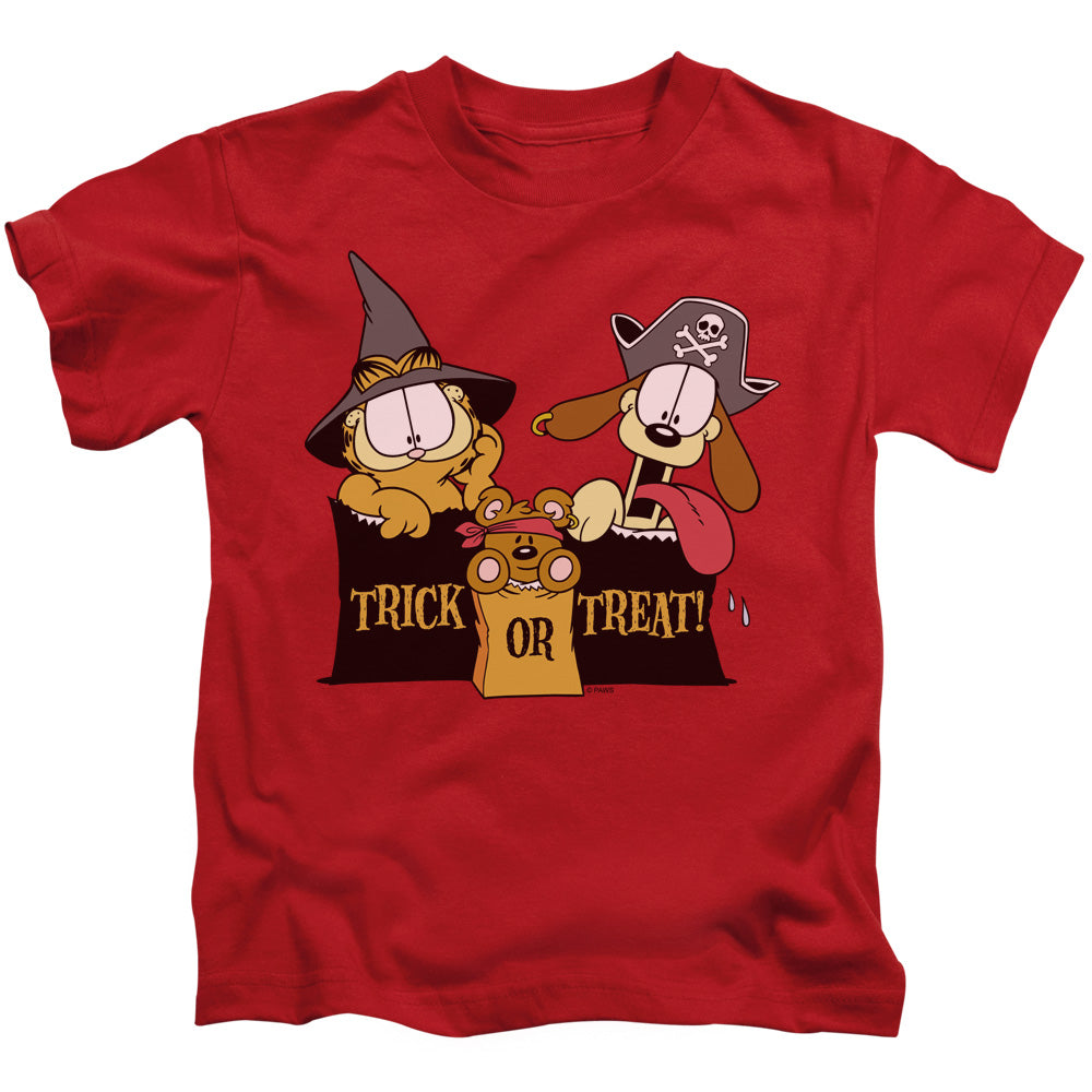 Garfield Trick or Treat Juvenile Kids Youth T Shirt Red