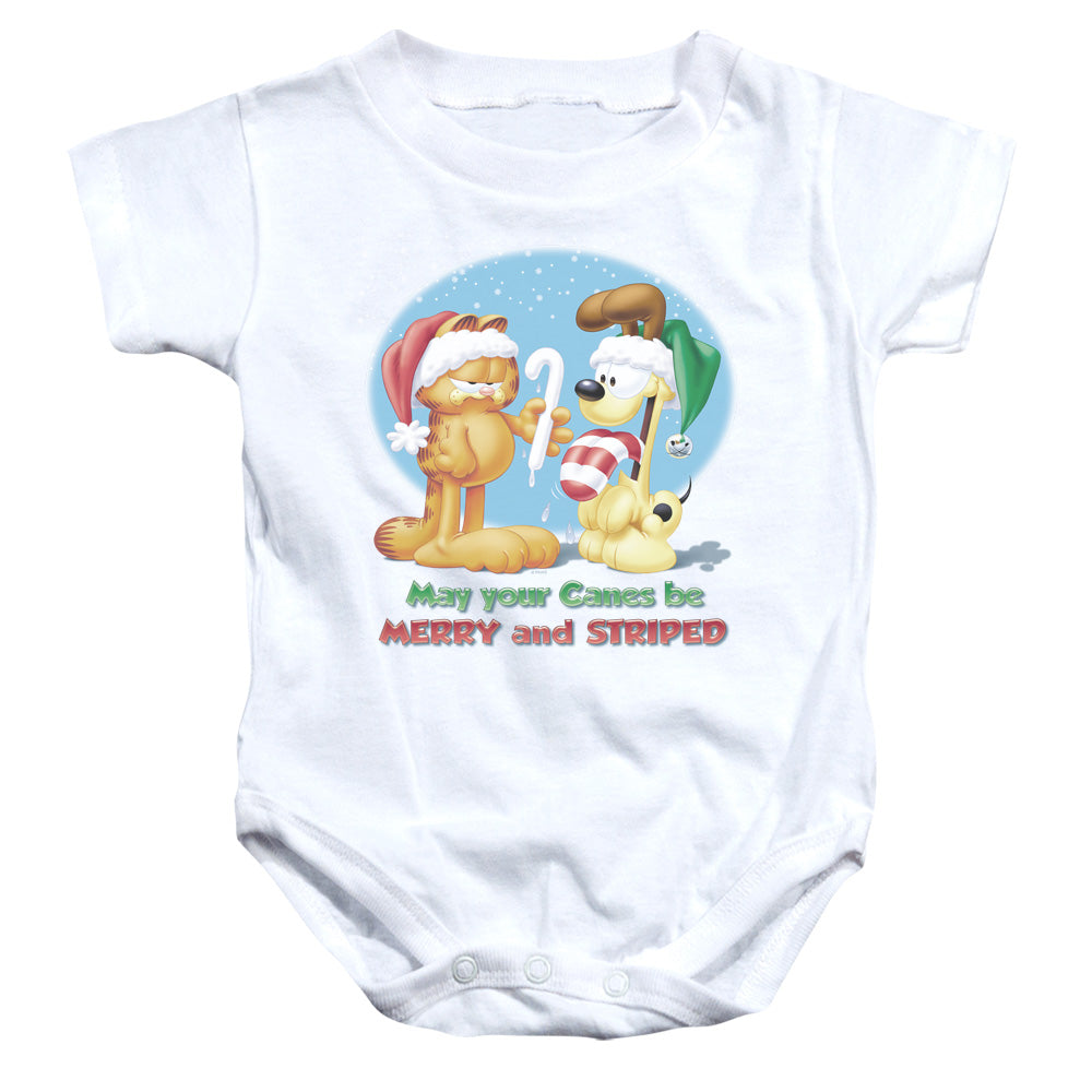 Garfield Merry and Striped Infant Baby Snapsuit White (18 Mos)