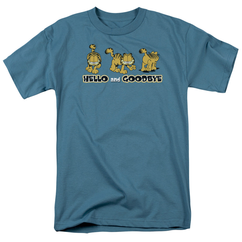 Garfield Hello And Goodbye Mens T Shirt Slate Officially Licensed