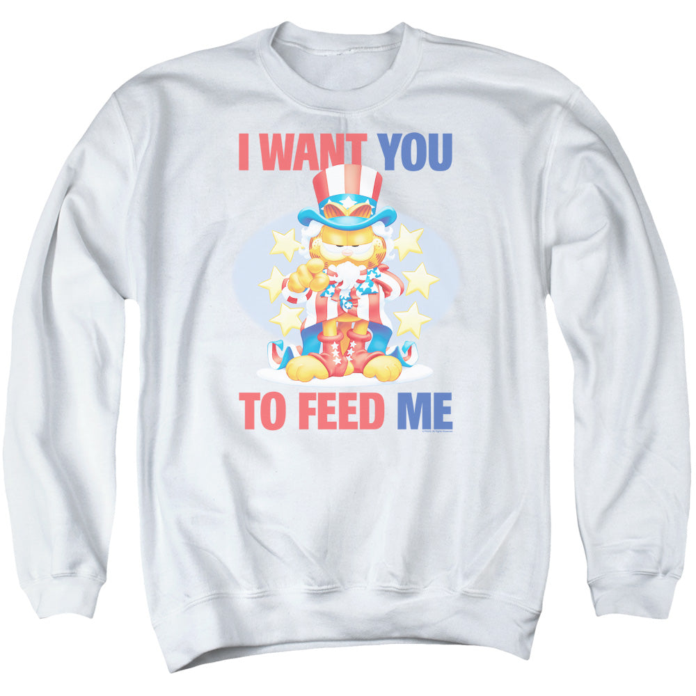 Garfield I Want You Mens Crewneck Sweatshirt White