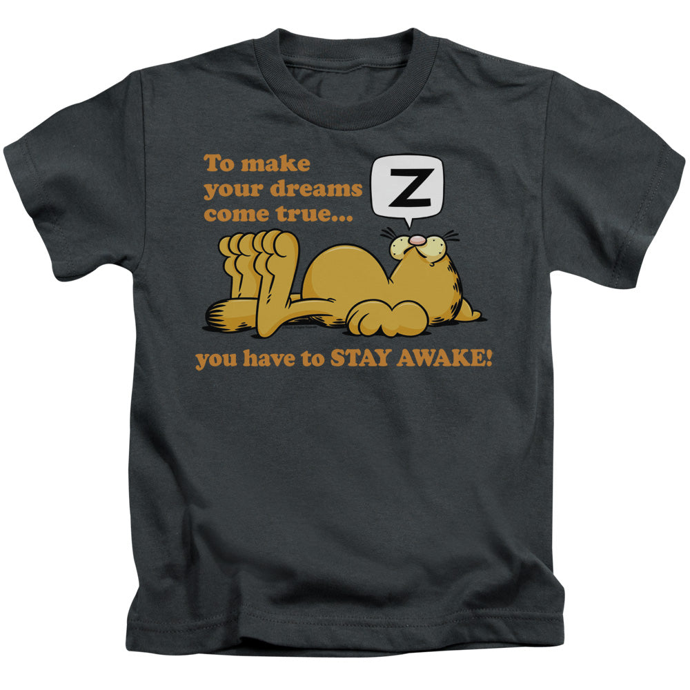 Garfield Stay Awake Juvenile Kids Youth T Shirt Charcoal
