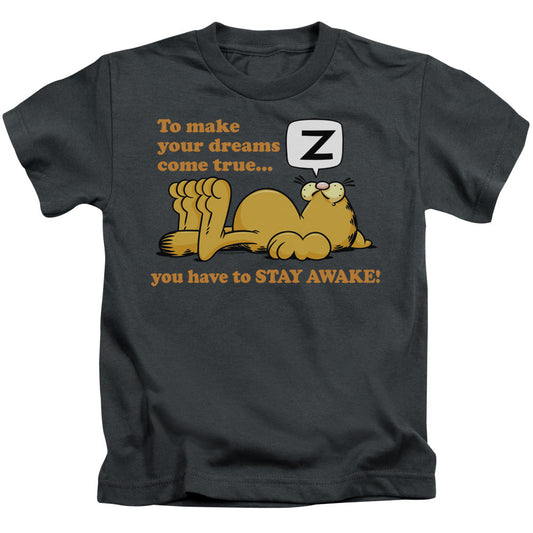 Garfield Stay Awake Juvenile Kids Youth T Shirt Charcoal
