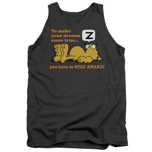 Garfield Stay Awake Mens Tank Top Shirt Charcoal