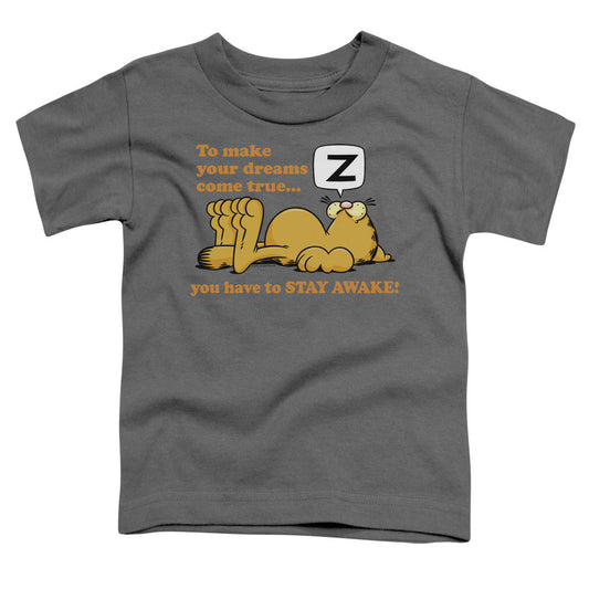 Garfield Stay Awake Toddler Kids Youth T Shirt Charcoal