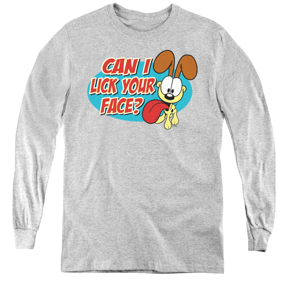 Garfield Question Long Sleeve Kids Youth T Shirt Athletic Heather