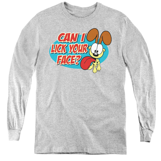 Garfield Question Long Sleeve Kids Youth T Shirt Athletic Heather