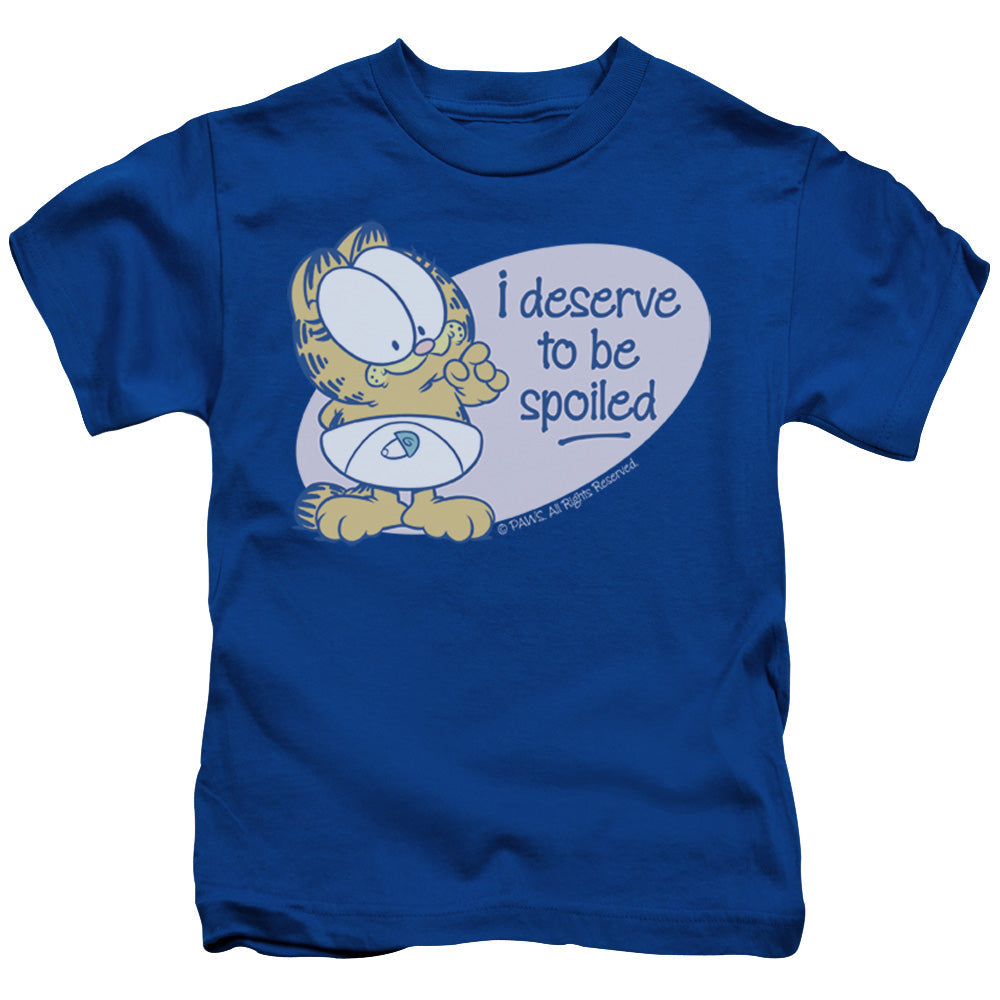 Garfield Deserve to Be Spoiled Juvenile Kids Youth T Shirt Royal Blue