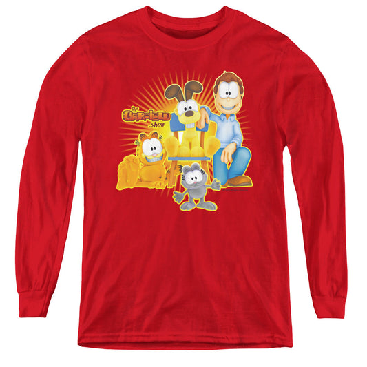 Garfield Say Cheese Long Sleeve Kids Youth T Shirt Red