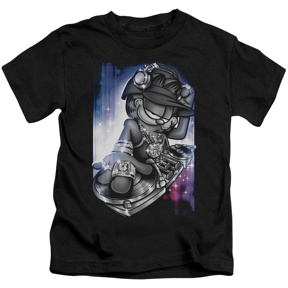 Garfield Dj Lazy Juvenile Kids Youth T Shirt Black