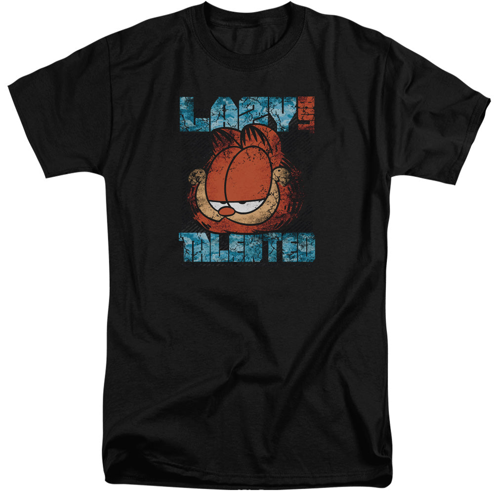 Garfield Lazy But Talented Distressed Mens Tall T Shirt Black Officially Licensed