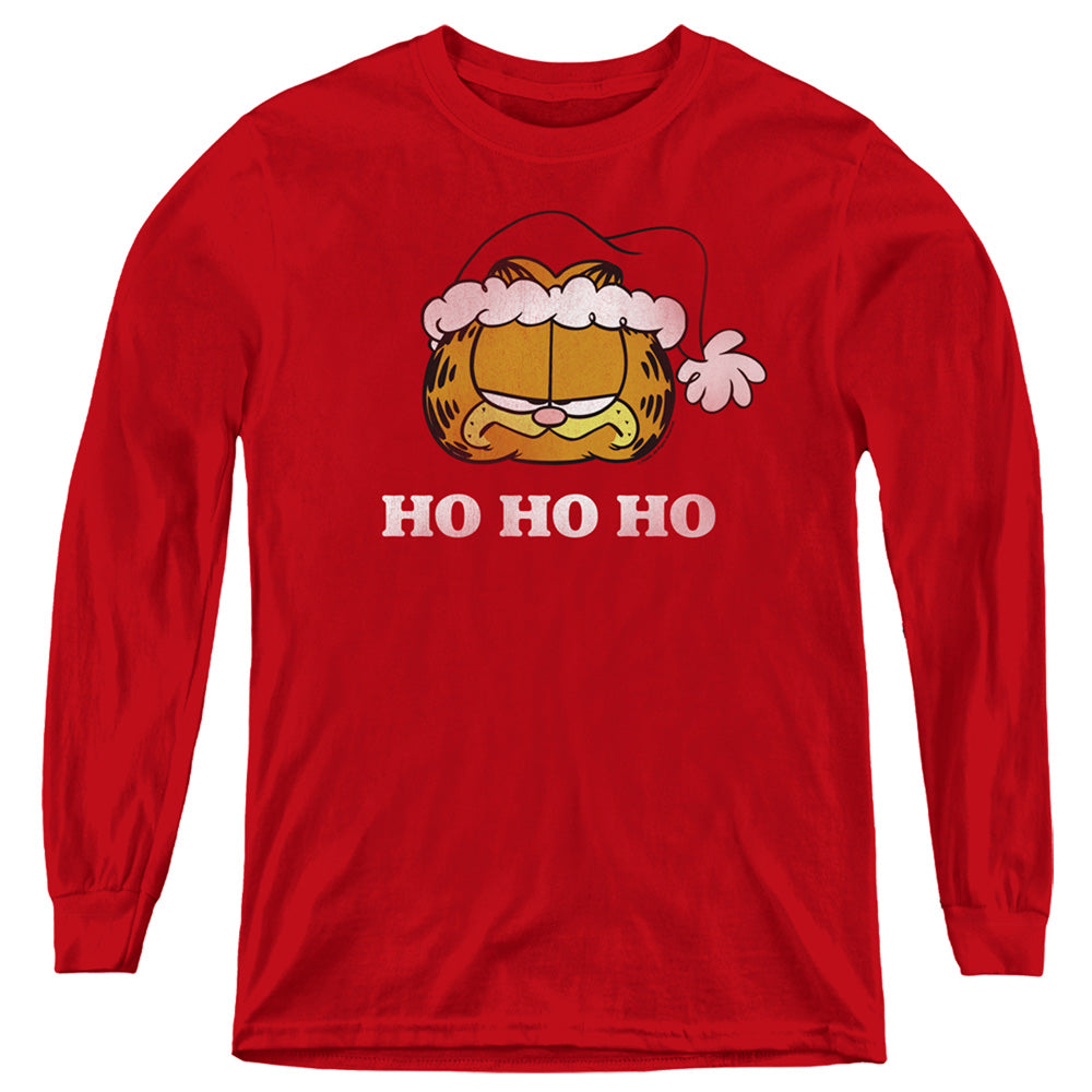 Garfield Ho Ho Ho Youth Long Sleeve Red
